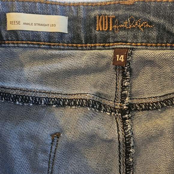 Kut From The Kloth Reese Ankle Straight Leg Jeans Women’s Sz 14 Blue Distressed - Picture 8 of 10
